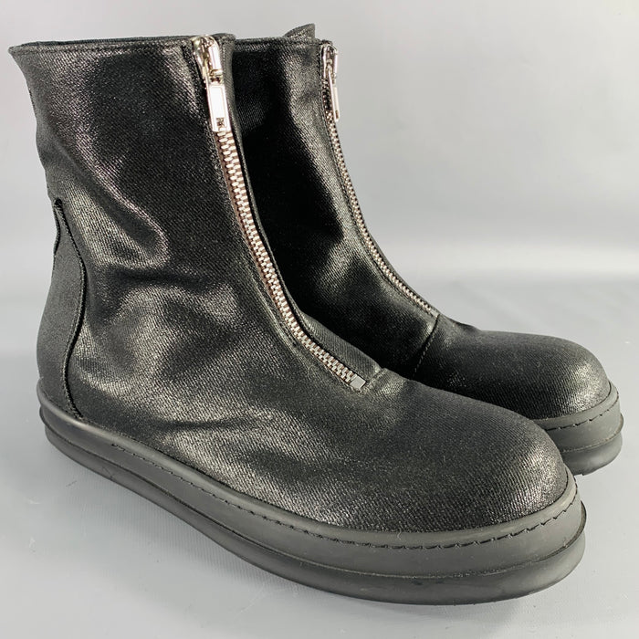 DRKSHDW Size 9 Black Coated Canvas High Top Sneakers