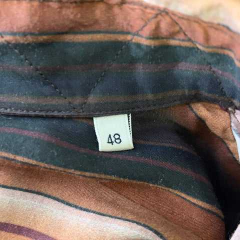OUR LEGACY Size XL Brown Black White Stripe Viscose Rayon Long Sleeve Shirt