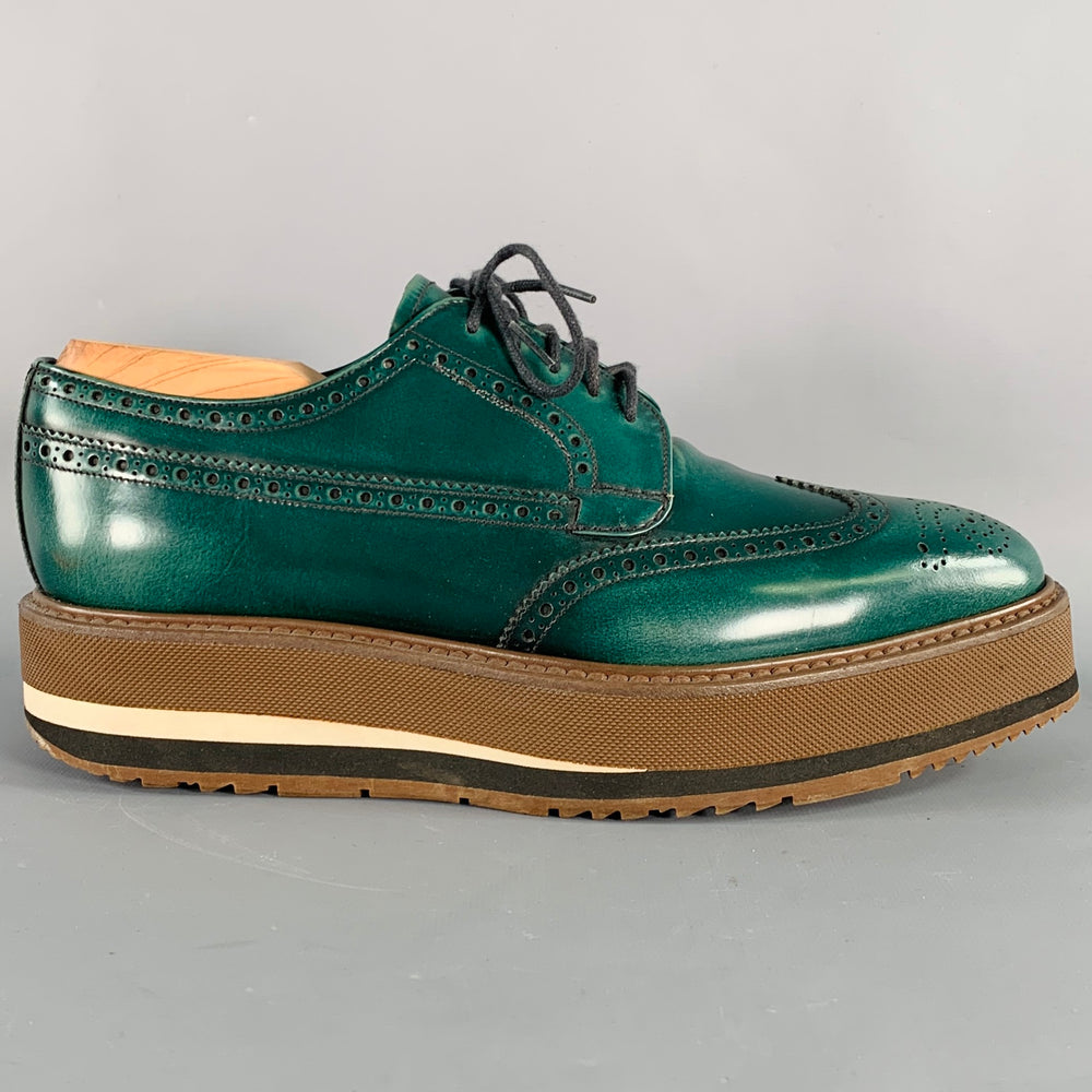 Platform Sneakers Green Prada Sneakers PRADA Downtown Leather