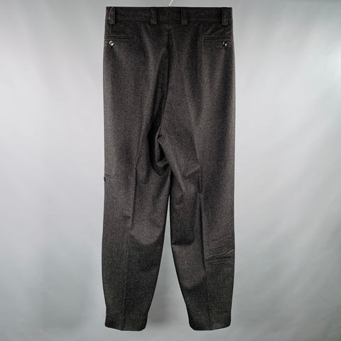 YVES SAINT LAURENT Size 32 Grey Wool Wide Leg Pleated Dress Pants