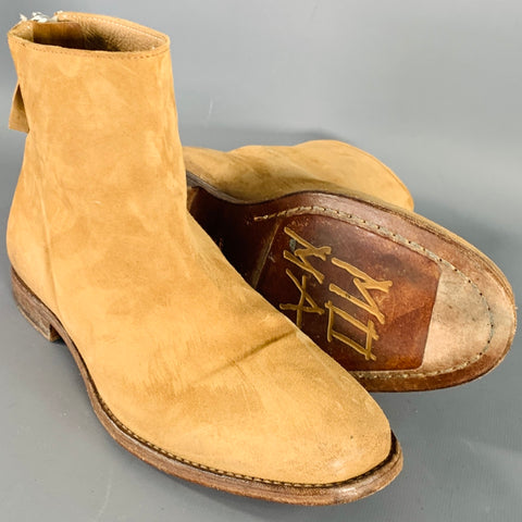 MOMA Size 7.5 Tan Suede Zip Up Ankle Boots