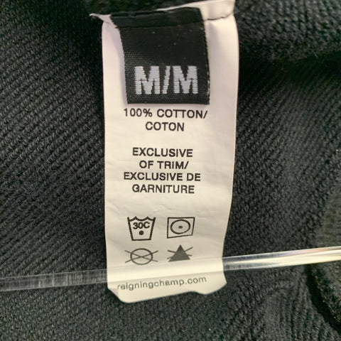 REIGNING CHAMP Size M Black White Logo Cotton Hooded Sweatshirt