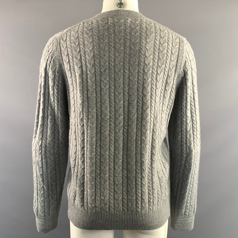 BLOOMINGDALE'S Size M Grey Knit Cashmere V-Neck Sweater