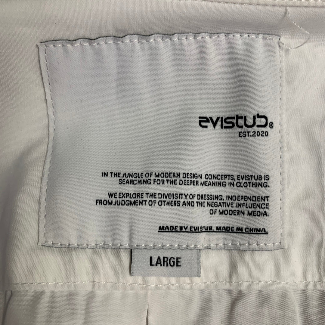 EVISTUB Size L White Cotton Oversized Long Sleeve Shirt