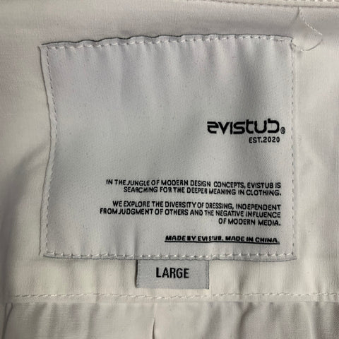 EVISTUB Size L White Cotton Oversized Long Sleeve Shirt