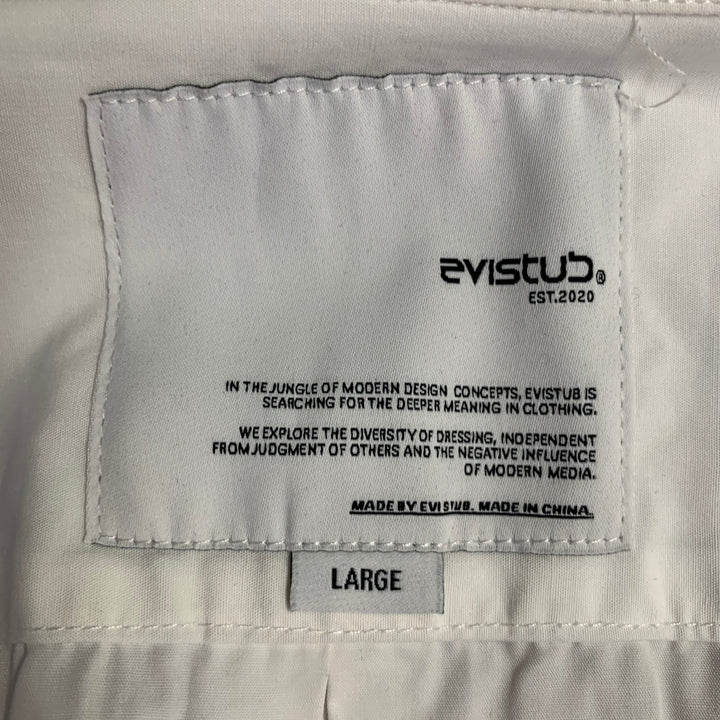 EVISTUB Size L White Cotton Oversized Long Sleeve Shirt