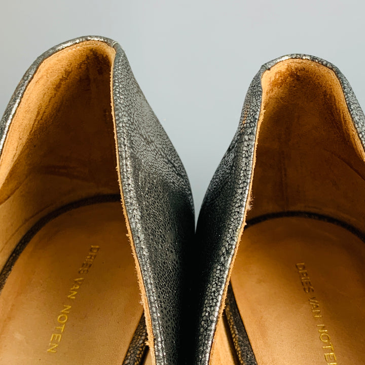 DRIES VAN NOTEN Zapatos de tacón con plataforma de cuero plateado talla 9