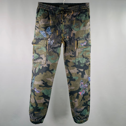 VALENTINO Size 30 Green Brown Camo Cotton Cargo Casual Pants