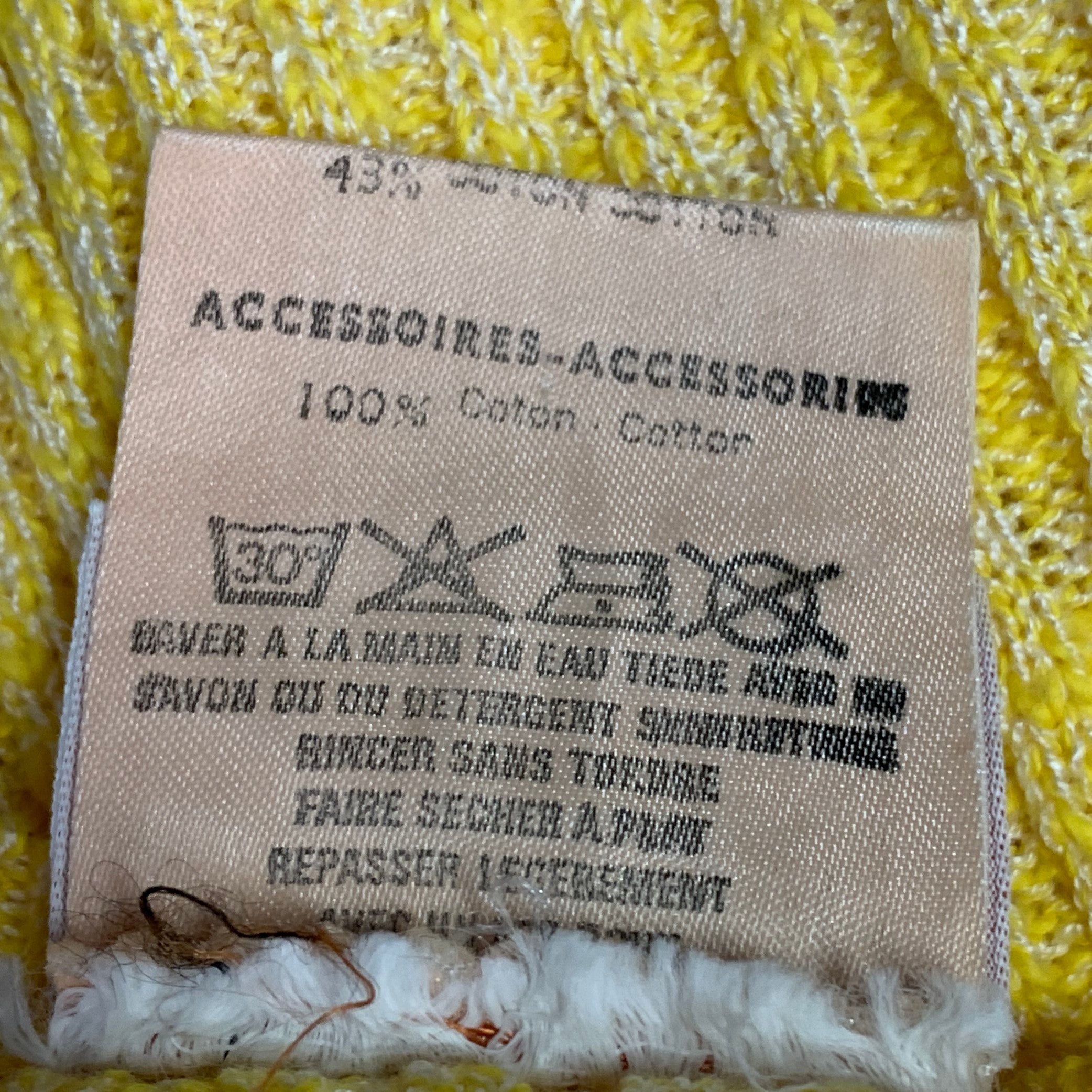 COURREGES Vintage Size XS Yellow Acrylic Blend Rib Knit V-Neck