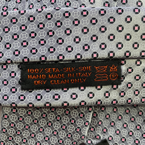 DOLCEPUNTA Grey Blue Pink Polka Dot Silk Tie