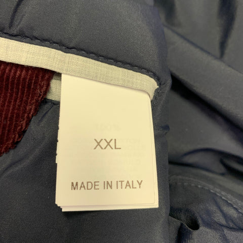 BRUNELLO CUCINELLI Size XXL Burgundy Corduroy Cotton Snaps Jacket