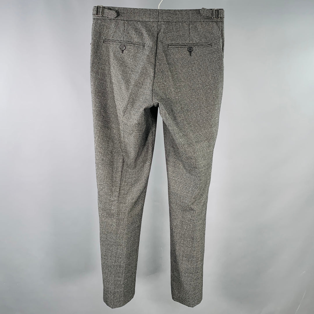 THE KOOPLES Size 30 Black Charcoal Houndstooth Wool Side Tabs Dress Pants