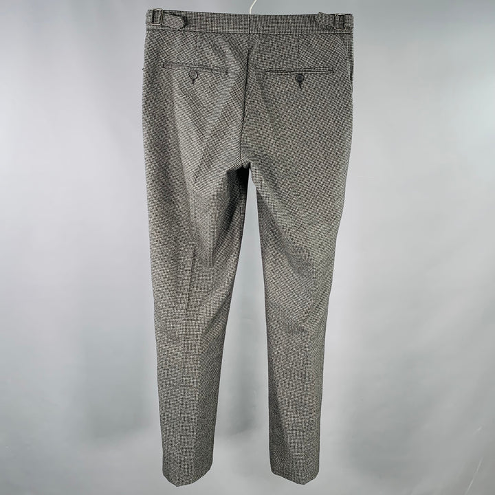 THE KOOPLES Size 30 Black Charcoal Houndstooth Wool Side Tabs Dress Pants
