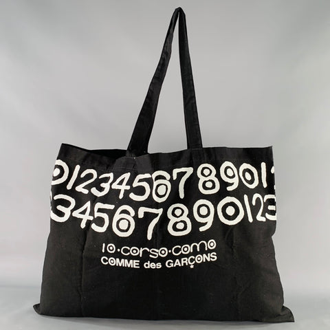 COMME des GARCONS x 10 CORSO COMO Black White Graphic Canvas Tote Bag