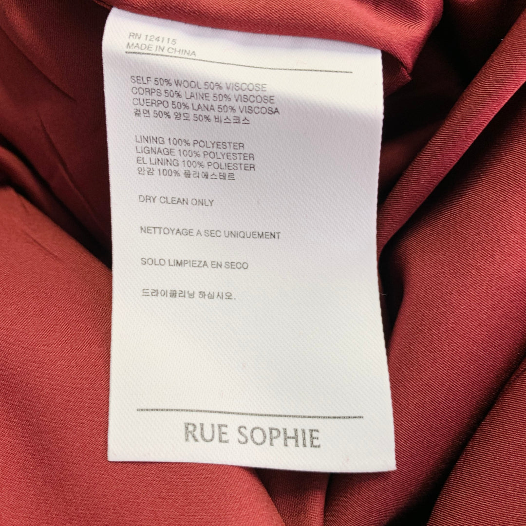 RUE SOPHIE Size M Burgundy Wool Blend Strapless Top Pencil Skirt Set