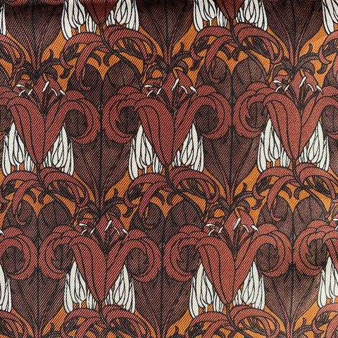 PRADA Pochette de Costume Florale Abstraite Marron Blanc