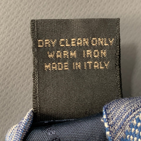 ERMENEGILDO ZEGNA Blue Checkered Silk Linen Jacquard Tie
