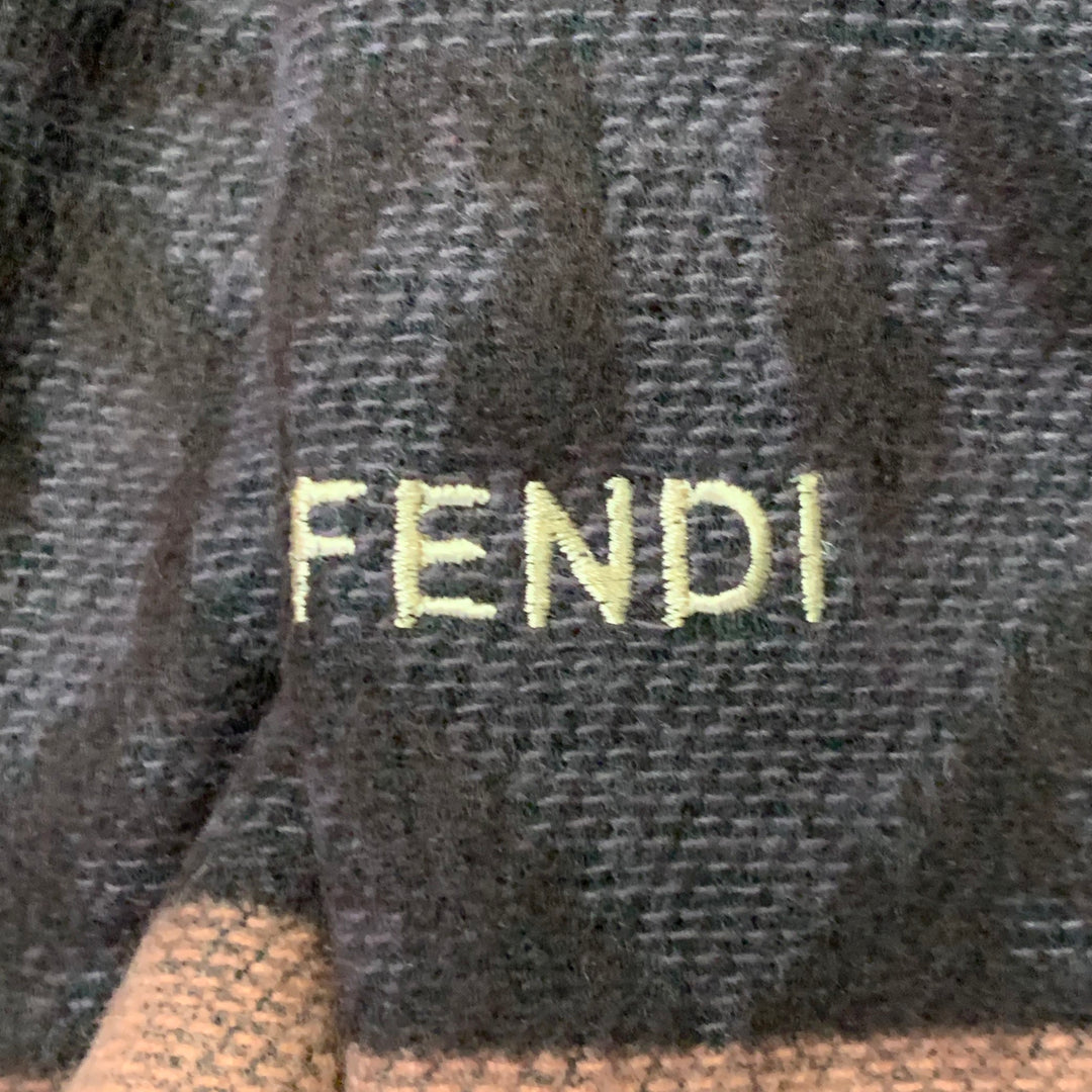 FENDI Red Pink Stripe Acrylic Fringe Scarf Shawl