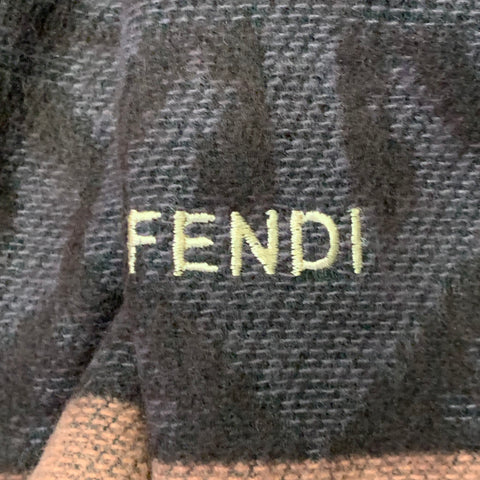 FENDI Red Pink Stripe Acrylic Fringe Scarf Shawl