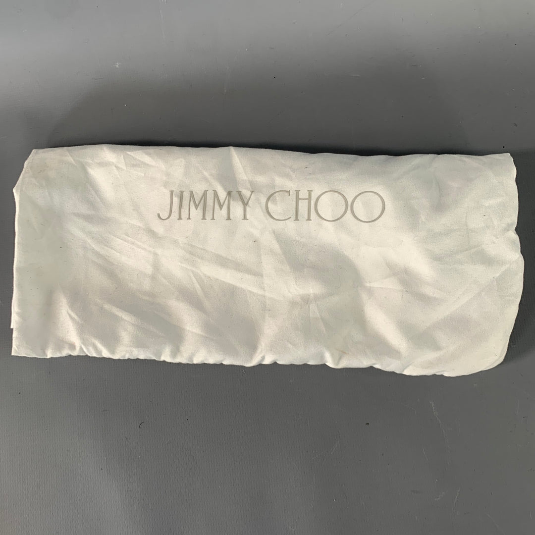 JIMMY CHOO Size 8 Black Grey Camouflage Figures Canvas Slip On Loafers