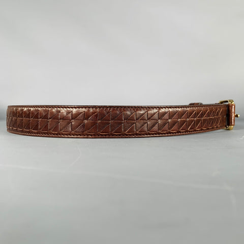 BOTTEGA VENETA Size 34 Brown Gold Woven Leather Belt