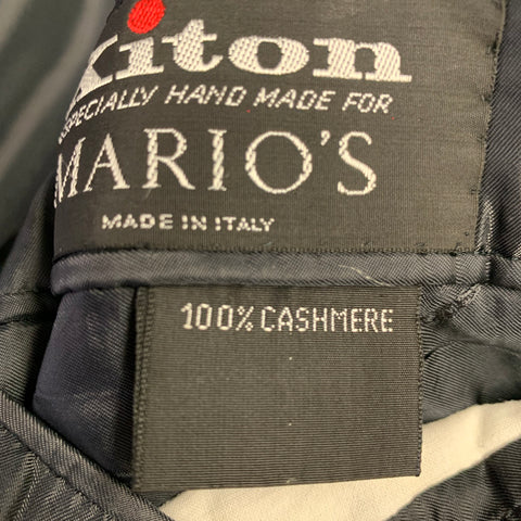 KITON Size 40 Grey Blue Window Pane Cashmere Notch Lapel Sport Coat