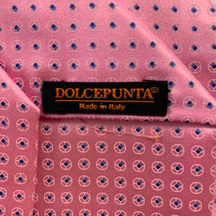 DOLCEPUNTA Pink Blue Floral Dot Silk Tie