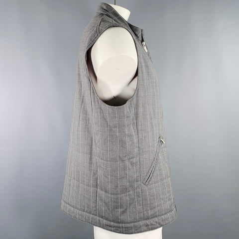 ELEVENTY Size XXXL Grey White Pinstripe Wool Blend Vest