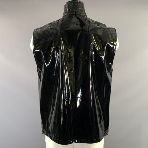 MSGM Size M Black Polyurethane Polyester Zip Up Vest