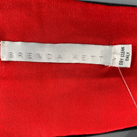 BRENDA KETT Black Red Pleated Silk Cummerbund
