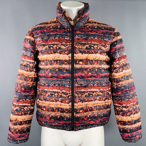 FUCKING AWESOME Size S Red Orange Floral Polyester Quilted Jacket