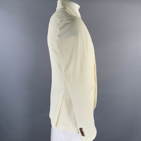 GIORGIO ARMANI Size 46 Beige Honeycomb Polyamide Elastane Sport Coat