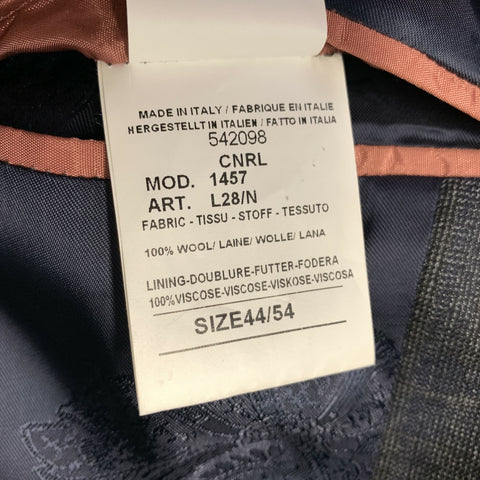 PAUL SMITH Chest Size 44 Grey Navy Plaid Wool Notch Lapel 36 31 Suit