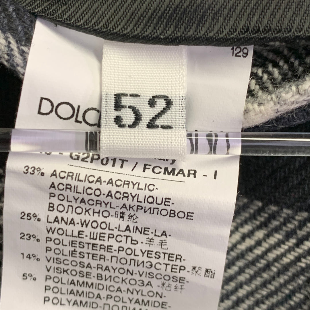 DOLCE & GABBANA Size 42 Black Grey Herringbone Acrylic Blend Hooded Sport Coat