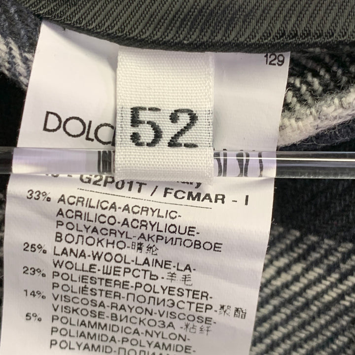 DOLCE & GABBANA Size 42 Black Grey Herringbone Acrylic Blend Hooded Sport Coat