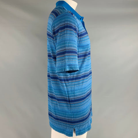 BUGATCHI UOMO Polo con botones de algodón con estampado azul violeta talla L