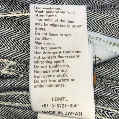 FDMTL Size L Indigo White Sashiko Patchwork Cotton Chore Jacket