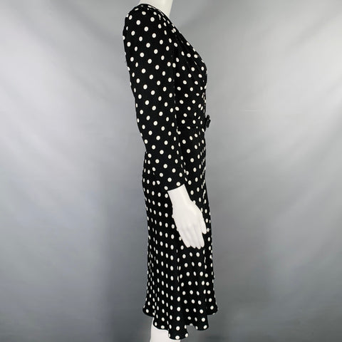 MICHAEL KORS COLLECTION Size 4 Black White Viscose Polka Dot Belted Dress