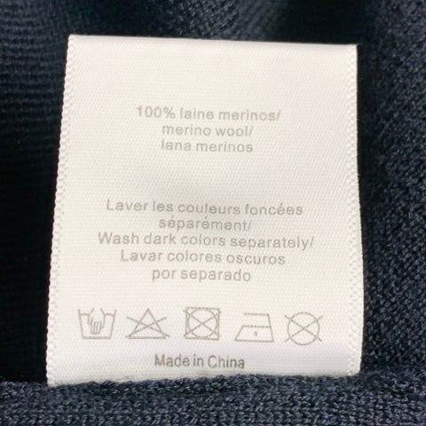 SANDRO Size L Navy Black Stripe Merino Wool Crew Neck Pullover