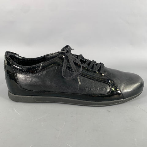 Y-3 Size 9 Black Mixed Patterns Leather Vulcanized sole Sneakers