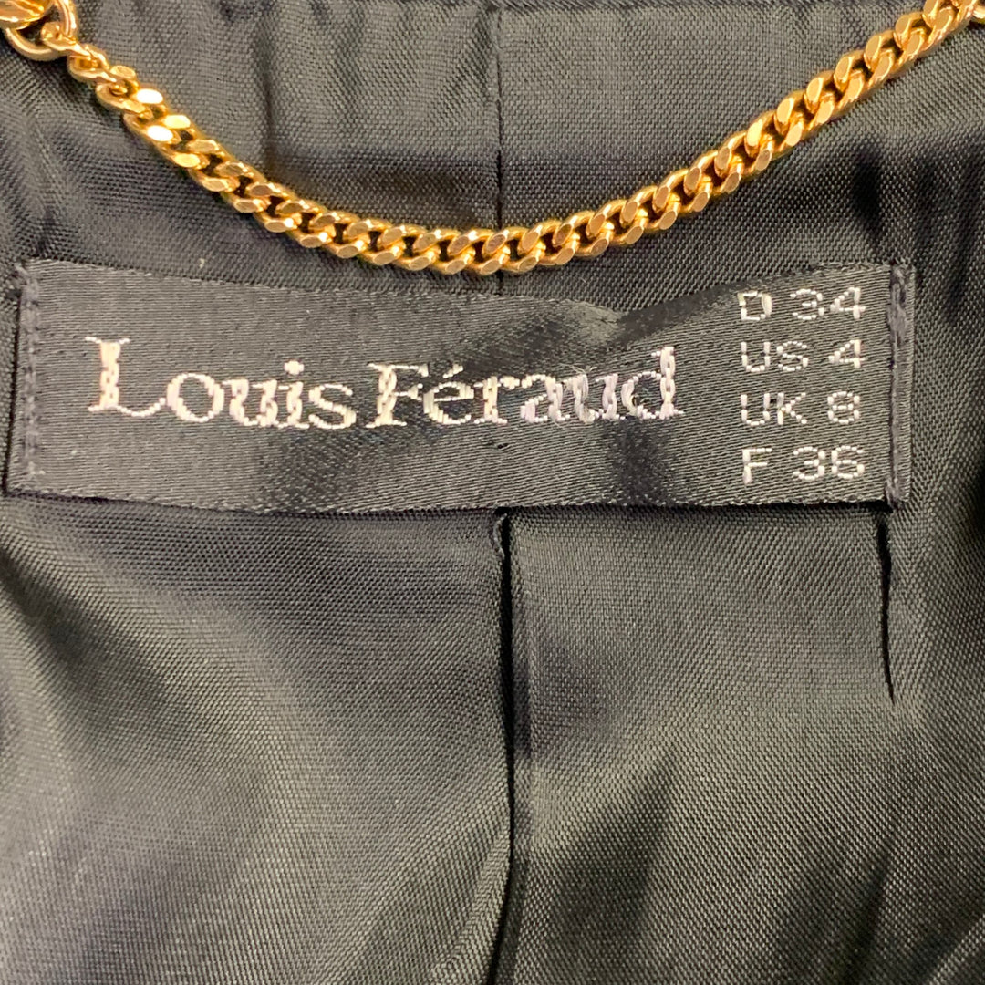 LOUIS FERAUD Size 4 Black Cotton Cropped Jacket Blazer