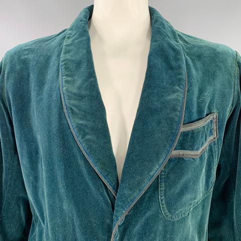 RRL by RALPH LAUREN Size XL Teal Black Velvet Cotton Dinner Jacket