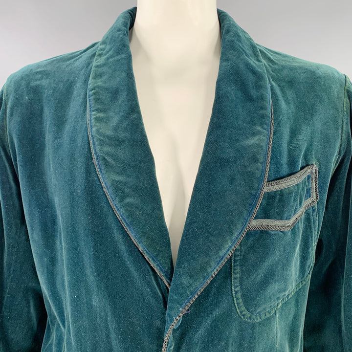 RRL by RALPH LAUREN Size XL Teal Black Velvet Cotton Dinner Jacket