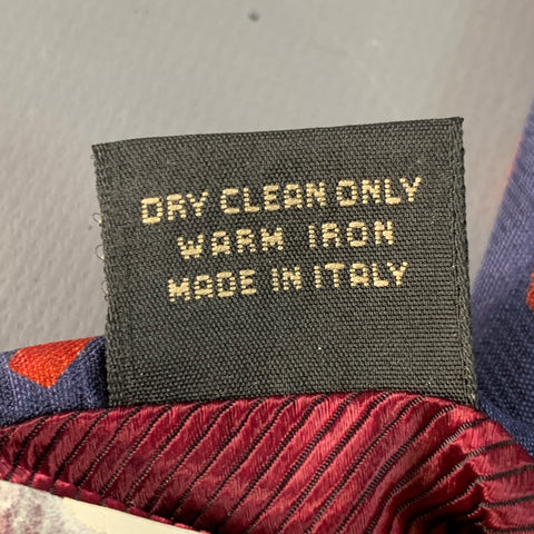 ERMENEGILDO ZEGNA Navy Red Rectangles Silk Tie