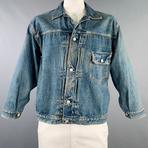 RE/DONE Size XL Blue Cotton Denim Button Up Jacket