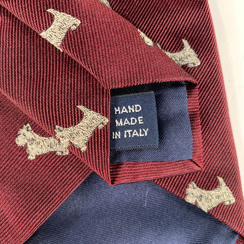 POLO by RALPH LAUREN Burgundy White Animal Print Silk Tie
