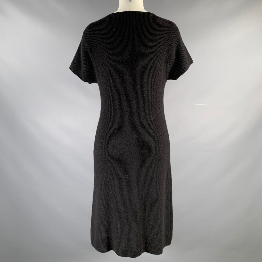 VINTAGE Size M Black Knit Short Sleeve Dress
