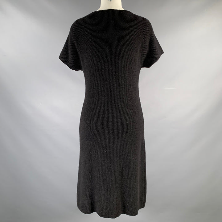 VINTAGE Size M Black Knit Short Sleeve Dress