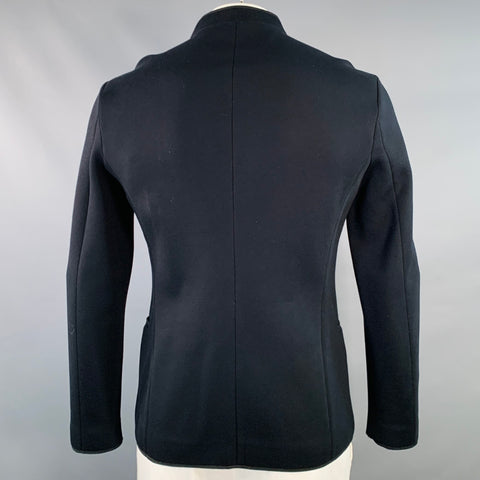 ARMANI COLLEZIONI Size L Black Viscose Nehru Collar Jacket