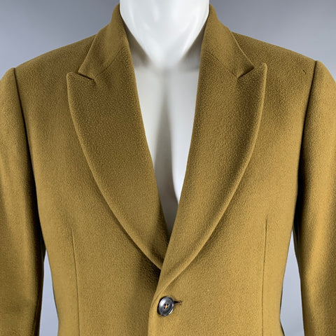 PAUL SMITH Size 38 Olive Green Wool Cashmere Peak Lapel Coat